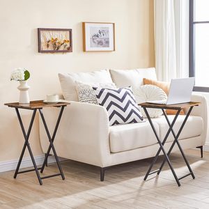 <span class=keywords><strong>HOOBRO</strong></span> Rustikaler Braun-Schwarzer Klappbarer TV-Tisch Tragbarer Industrie-Beistelltisch für Kleine Räume Einfacher Kaffeetisch - Product Image 5