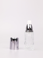 Flacon cosmétique cylindrique en verre silex 50g 100ml 30ml avec couvercle argenté, pot de crème visage écologique à visser