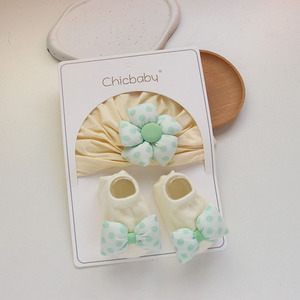 Ensemble Bonnet et Chaussettes Bébé Nouveau-né à Pois Printemps Automne, Chaussettes Mignonnes à Fleurons pour Bébé de <span class=keywords><strong>6</strong></span>-12 <span class=keywords><strong>Mois</strong></span> - Product Image 3