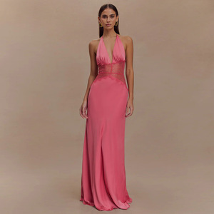 Viral Figure-Flattering Deep V Satin Maxi <strong>Dress</strong> - Halter Neck, Waist-Cinching, <strong>Seductive</strong> <strong>Evening</strong> Gown - Product Image 6