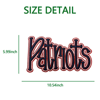 Écusson de football personnalisé brodé en 3D, motif Patriots, avec fond pailleté et points en relief, badge sportif pour vestes en tissu