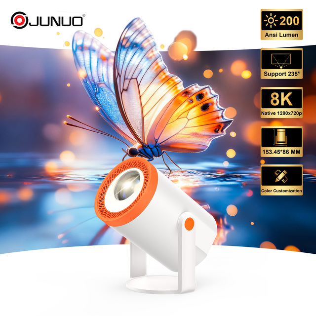 New Design Colors Combining Portable Projector Smart Mini Projector With 200ANSI Lumens Android 14 System 720p Resolution