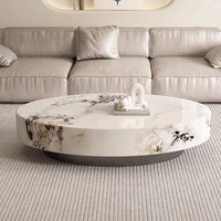 Table basse en marbre naturel de luxe léger, design carré flottant moderne, sensation haut de gamme pour hôtel et salon