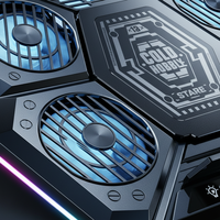 Refroidisseur d'ordinateur portable D12 en ABS noir avec quatre ventilateurs USB, éclairage RGB pour le gaming (en stock)