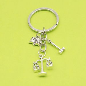 Scales of Justice Gavel Book Keychain Antique Silver Zinc Alloy Split Ring for <strong>Law</strong> School Graduation <strong>Gift</strong> - Product Image 1