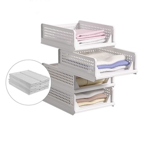 Boîte de rangement pliable en plastique <span class=keywords><strong>pour</strong></span> <span class=keywords><strong>garde</strong></span>-<span class=keywords><strong>robe</strong></span> salon maison sac en tissu organisateur bacs de rangement empilables assemblage sans outil - Product Image 1