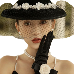 Gants de mariée sans doigts en satin noir, spandex et polyester, accessoires de haute qualité pour séances photo de mariage et fêtes - Product Image 1