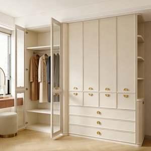 Armario de Dormitorio de Madera Maciza Personalizado BALOM, Organización de Almacenamiento, Armario Estilo Crema Personalizado con Estantes y Cajones Ajustables - Product Image 5