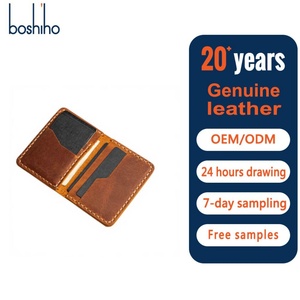Boshiho Handmade Cowhide Leather Id <b>Card</b> <b>Holder</b> <b>Wallet</b> Crazy Horse Credit <b>Cards</b> <b>Wallets</b> for Id <b>Cards</b> Minimalist Design - Product Image 1