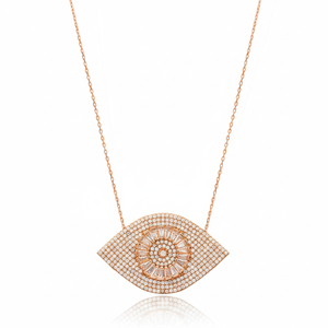 Magnifique oeil turc charme Design Baguette clair Zircon pierre collier turc en gros à la main 925 argent Sterling bijoux - Product Image 2