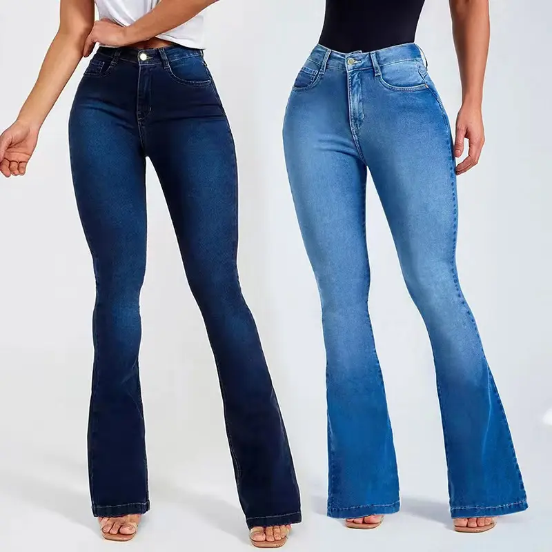ג'ינס בגזרת מגפיים בהתאמה אישית לאישה כחול כהה, ג'ינס נשים ג'ינס נשים מכנסיים במידות גדולות ג'ינס חגורה מכנסי ג'ינס לאישה/