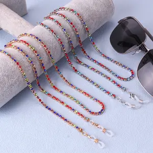 Rewin 2024 Fashion Regenboog Kristal Strass Riem Lezer Brilketting Ketting Houder Sunglass Lanyard Ketting