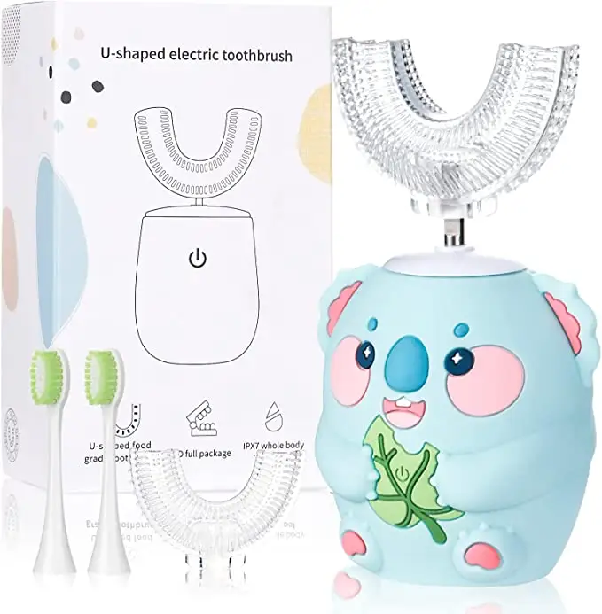 Blau CAT U-Form Reisetui Kinder Elektrische Zahnbürste Kinder weiche Batteriebetriebene USB-Aufladung U-Form Elektrische Zahnbürste