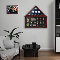 Grand drapeau funéraire vitrine vétéran militaire médaille ombre boîte convient 5 'x 9.5' plié drapeau funéraire américain
