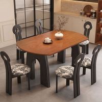 Table à manger en bois massif de style moderne du milieu du siècle, style français vintage, table ronde extensible pour petit espace