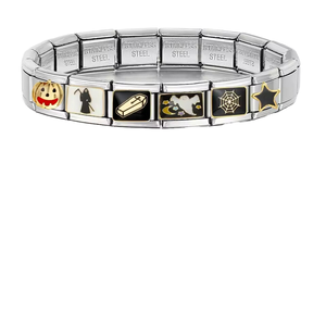 <span class=keywords><strong>LAMOON</strong></span> Nouvelle Mode Italienne Charms Liens Halloween Noir Hibou Étoile Lune Chauve-Souris Fantôme pour Bracelets 9mm Fabrication Acier Inoxydable DIY - Product Image 2