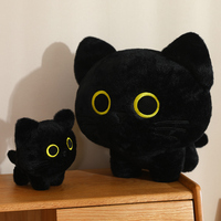 Peluche chat noir Kawaii, jouet en peluche chat noir debout avec de grands yeux, animal en peluche mignon, cadeau d'anniversaire ou d'Halloween pour enfants
