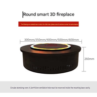 Cheminée électrique autoportante de 50 cm de diamètre, foyer à flamme de vapeur, effet de flamme LED, protection contre la surchauffe pour un usage domestique et hôtelier