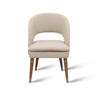 Chaise de salle à manger en bois de plage avec pieds en acier inoxydable 304, rembourrée en tissu éponge haute densité, pour restaurant
