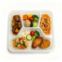 Boîte à lunch rectangulaire en PP recyclé, de qualité alimentaire, sans BPA, avec couvercle, pour aliments et salades, recyclable, gaufrée