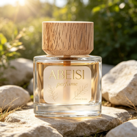 Bouteille diffuseur en verre vide rechargeable de forme ronde avec bouchons et bâtonnets en bois