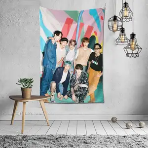 Kpop Star Poster JungKook Wall Hanging Posters Custom Photos Printed Tapestries Wall Tapestry for Fans