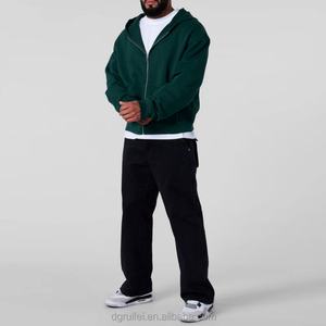 Sudadera Cárdigan de Diseño Personalizado para Hombre, Otoño, Estilo Holgado, Cierre Doble, Terciopelo, Versión Corta con Capucha - Product Image 3