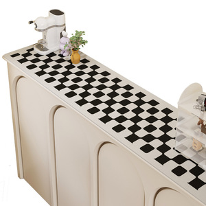 Tapis de protection rectangulaire en PVC de qualité supérieure, à carreaux et rayures, moderne, lavable, résistant à l'huile et imperméable, pour buffet - Product Image 5