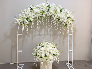 Camino de mesa de flores verdes y rosas colgantes blancas de seda de 200cm de largo para mesa de boda - Product Image 6