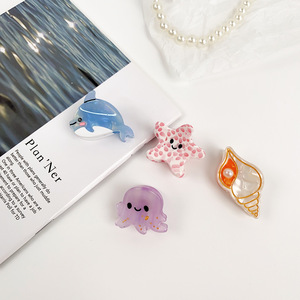 Mignon <span class=keywords><strong>organisme</strong></span> marin trompette petite acétate pince à cheveux Mini dessin animé mer Animal griffe pince à cheveux pour les femmes - Product Image 3