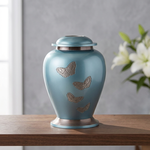 Butterfly Funeral Adult Cremation Urns For Human Ashes Bulk Wholesale Discount Brass Metal - Product Image 2
