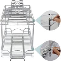 Uittrekbare dekselorganizer voor pannen, heavy-duty, modern keukenkast opbergrek, dubbele laag, volledig uittrekbare schuiflade, ijzer, chroomdraad