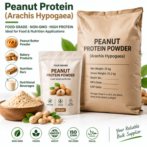 Proteína de Cacahuete en Polvo <span class=keywords><strong>para</strong></span> Crema de Cacahuete, Barras Nutritivas <span class=keywords><strong>para</strong></span> Panadería, Fabricante de Alimentos, Grado Alimenticio, Sin OMG, Venta al por Mayor a Granel - Product Image 1