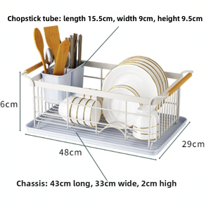 <span class=keywords><strong>Escurridor</strong></span> de Platos con Soporte para Utensilios <span class=keywords><strong>y</strong></span> Bandeja de Drenaje, de Hierro <span class=keywords><strong>y</strong></span> PP, Multifuncional, Ahorra Espacio, para Almacenamiento de Vajilla/Tazones - Product Image 6