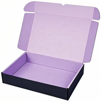 Boîtes d'expédition en carton ondulé personnalisées de luxe avec doublure en mousse, pelliculage mat, noir et violet bicolore pour emballage cosmétique haut de gamme