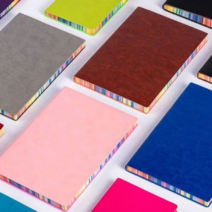 Creative <b>Notebook</b> Color Rainbow Edge Soft Leather Paper <b>Diary</b> Book Waterproof PU Leather Wholesale A6 Planner <b>Notebook</b> - Product Image 3