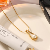 Collier pendentif goutte d'eau en acier inoxydable plaqué or 18 carats, nouvelle mode INS, accessoires de cou de luxe haut de gamme pour femmes