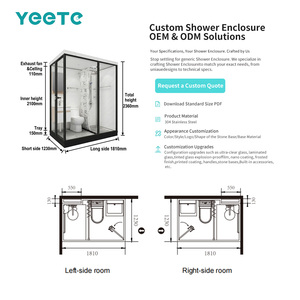 Cabine de douche coulissante double YEETE en <span class=keywords><strong>or</strong></span> brossé avec verre trempé de 8 mm – Fournisseur en gros, décoration de salle de bain de luxe, catalogue pour revendeurs, croissance des ventes - Product Image 3