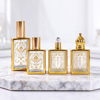 Flacons pulvérisateurs cosmétiques de luxe en verre carré de 15 ml avec bouchon à vis, vides, pour le marché arabe du Moyen-Orient (vente en gros)