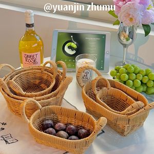 Yuanjin Rattan Fruit <b>Basket</b> Oval <b>Large</b> Size With Handle For Kitchen Living Room <b>Storage</b> - Product Image 5