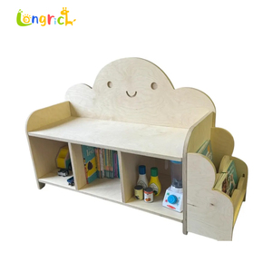 Armoire de rangement en bois moderne à deux niveaux, durable, organisateur de jouets pour enfants, étagère, design <span class=keywords><strong>nuage</strong></span>, chambre à coucher, salon, maternelle, école maternelle - Product Image 6