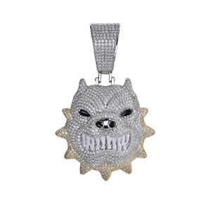 Joyería de moda hip hop 14k oro helado completo cz matón perro colgante collares - Product Image 1