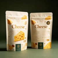 Sachet Doypack Personnalisé Imprimé pour Fromage, avec Fermeture Zip, Finition Brillante, pour Emballage et Stockage de Mozzarella