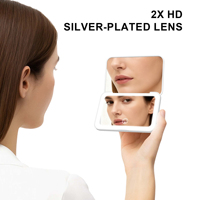 Miroir de poche carré double face à LED pour voyage, miroir de maquillage compact à LED avec lumière intégrée, marque privée