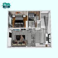 Villa préfabriquée modulaire de luxe, design européen moderne, structure en mousse de ciment, toit en pente, jardin, chambre, salle de bain, salle de sport, prête à l'emploi