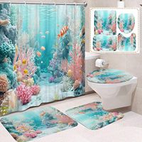 Rideau de Douche en Polyester Motif Tortue Marine, Séchage Rapide, Installation Facile, Durable, Ensemble de Rideaux de Douche, Vente en Gros