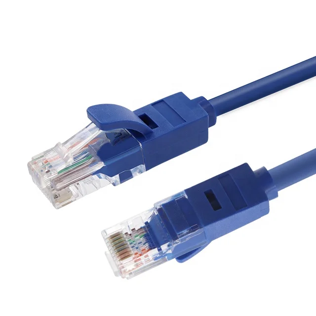 Cat6 utp sftp 24awg 26awg kabel patch bulat rj45 kawat kabel patch bulat berpelindung ethernet cat 5e kabel patch biru