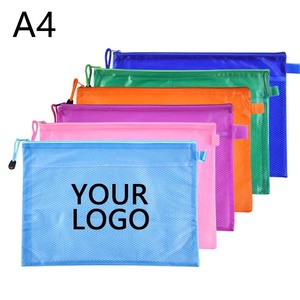 Multi Size <b>A4</b> B5 A5 B4 PVC Mesh Waterproof Zipper <b>File</b> Bag Custom Logo Office Stationery for Office & School - Product Image 6