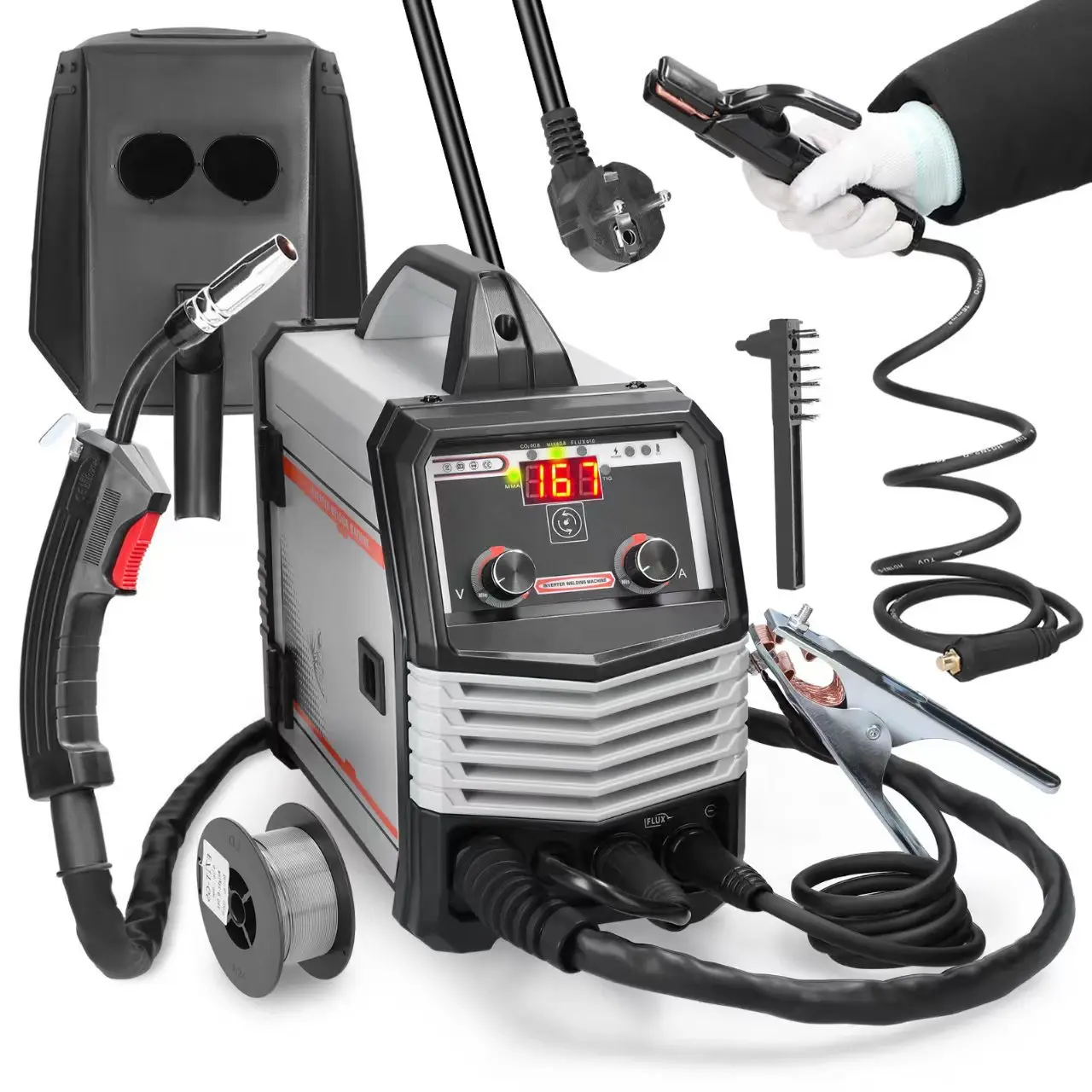 High Quality 120A 220V Voltage 1kg 4 in 1 Multifunctional Gas Shielded Welding Machine MIG/MAG/TIG/MMA Electric Welding