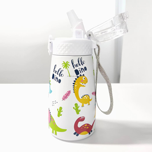 Wholesale Custom Kids Water <b>Bottles</b> Double Wall Stainless Steel Drink <b>Bottle</b> With Silicone As <b>Straws</b> Back To School Gift Idea - Product Image 1